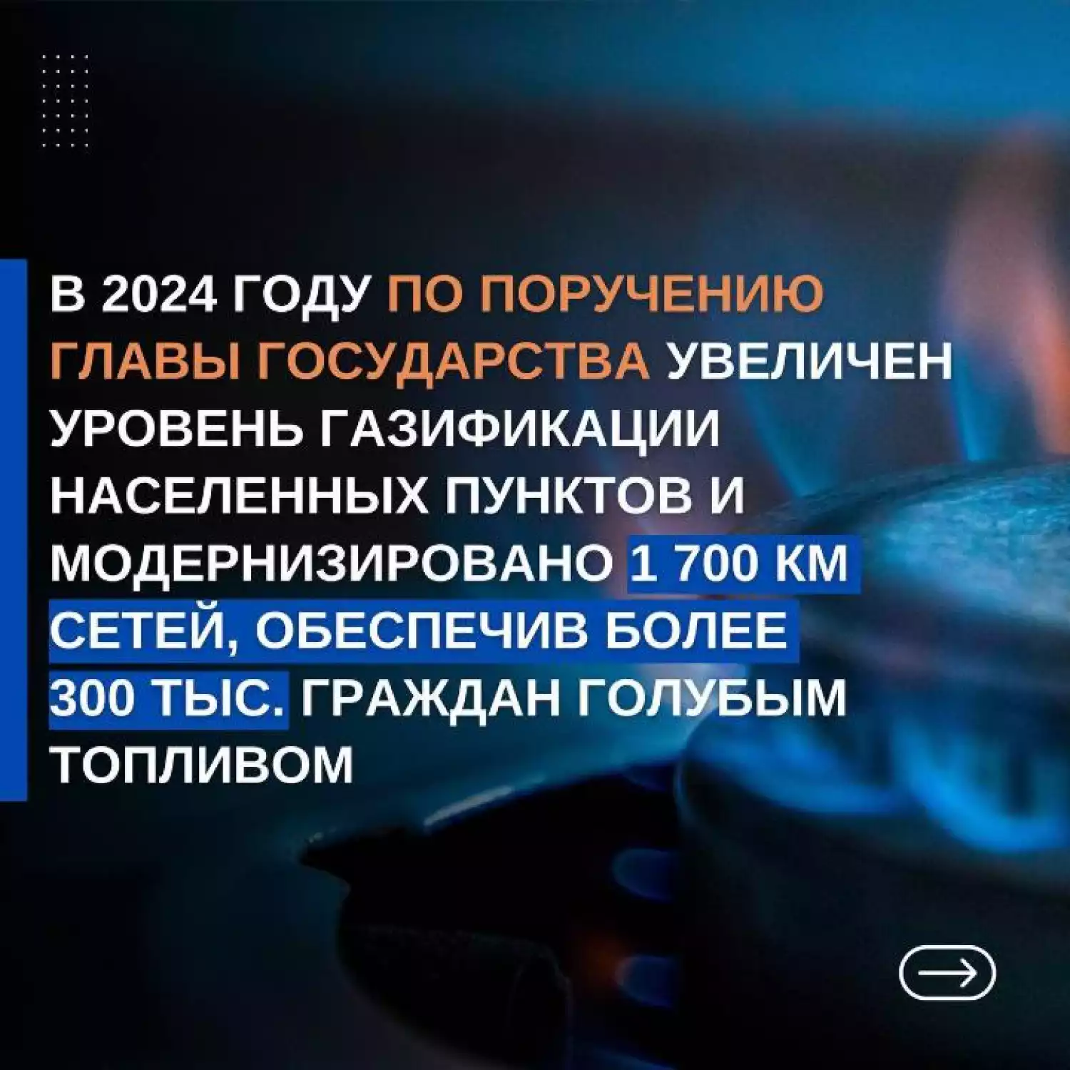 В 2025 году 12 миллионов 400 тысяч человек будут обеспечены газом